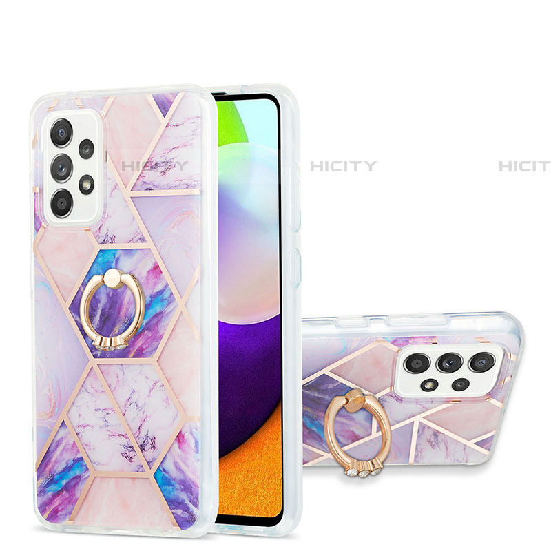 Custodia Silicone Gel Morbida Fantasia Modello Cover con Anello Supporto Y01B per Samsung Galaxy A52 5G