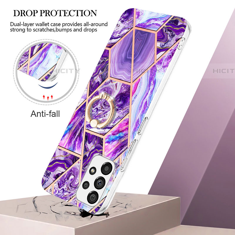 Custodia Silicone Gel Morbida Fantasia Modello Cover con Anello Supporto Y01B per Samsung Galaxy A53 5G