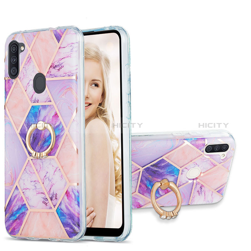 Custodia Silicone Gel Morbida Fantasia Modello Cover con Anello Supporto Y01B per Samsung Galaxy M11