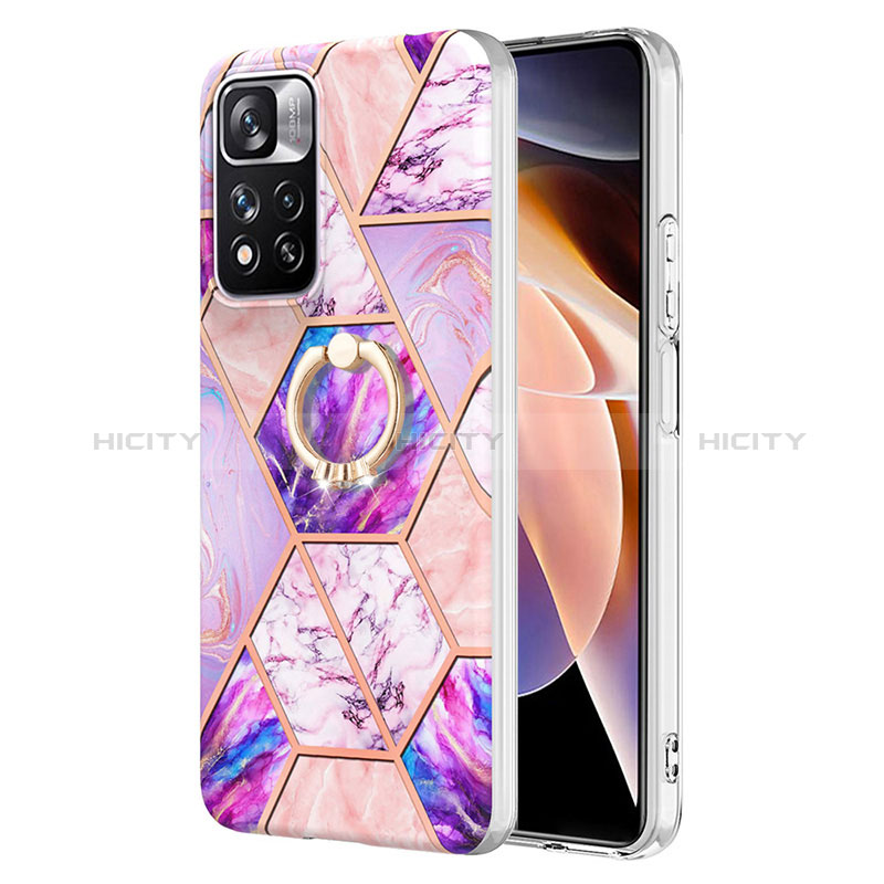 Custodia Silicone Gel Morbida Fantasia Modello Cover con Anello Supporto Y01B per Xiaomi Mi 11i 5G (2022) Lavanda