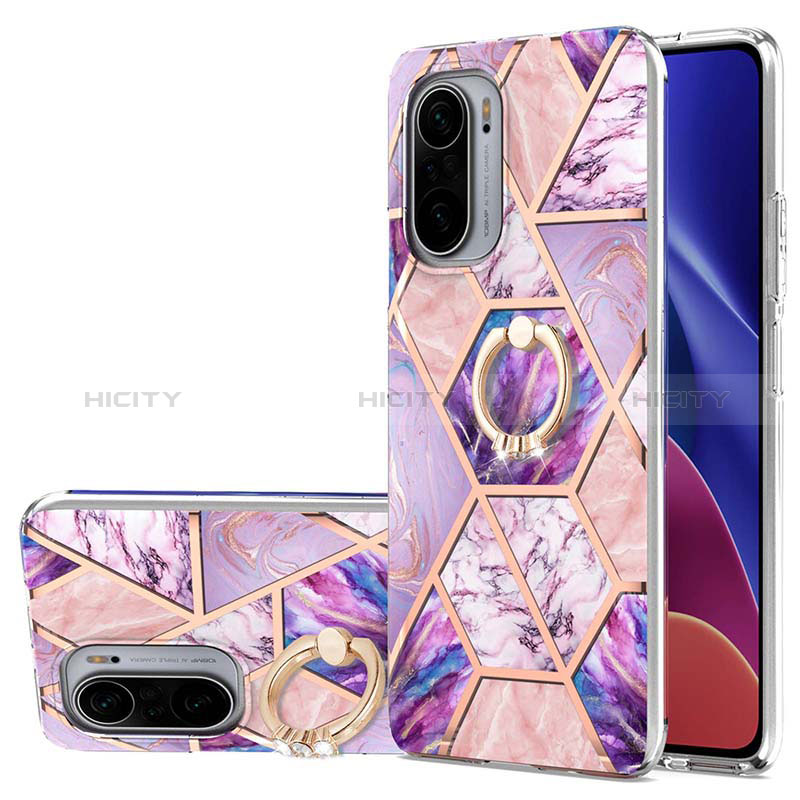 Custodia Silicone Gel Morbida Fantasia Modello Cover con Anello Supporto Y01B per Xiaomi Mi 11X Pro 5G Lavanda