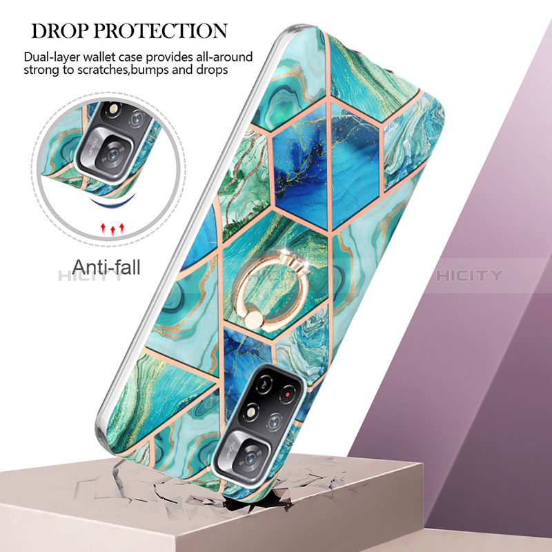 Custodia Silicone Gel Morbida Fantasia Modello Cover con Anello Supporto Y01B per Xiaomi Poco M4 Pro 5G