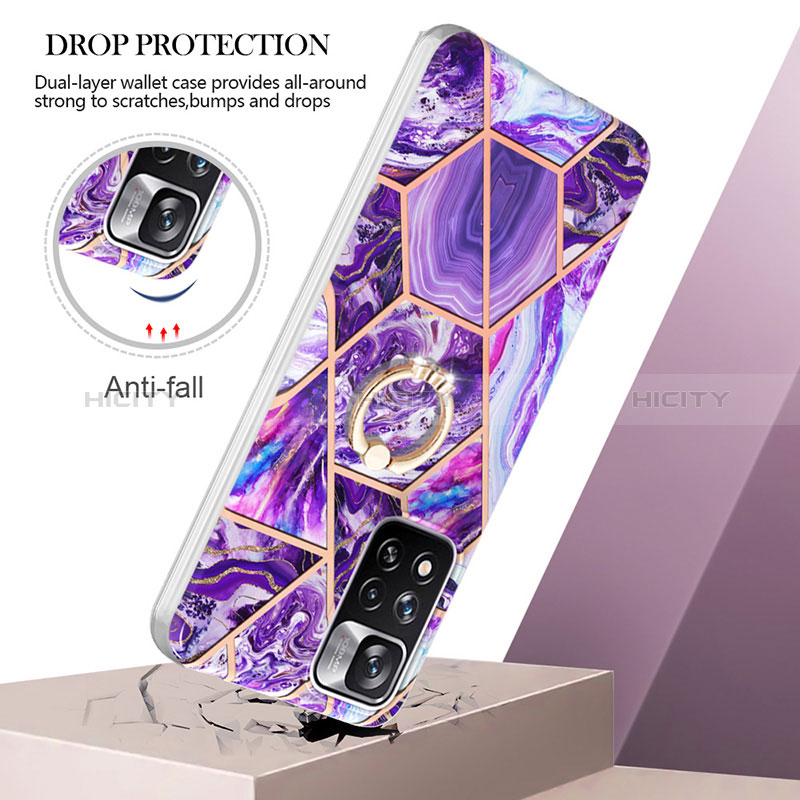 Custodia Silicone Gel Morbida Fantasia Modello Cover con Anello Supporto Y01B per Xiaomi Poco X4 NFC