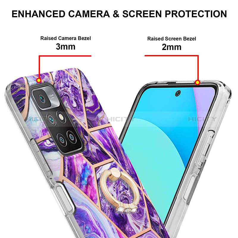 Custodia Silicone Gel Morbida Fantasia Modello Cover con Anello Supporto Y01B per Xiaomi Redmi Note 11 4G (2021)