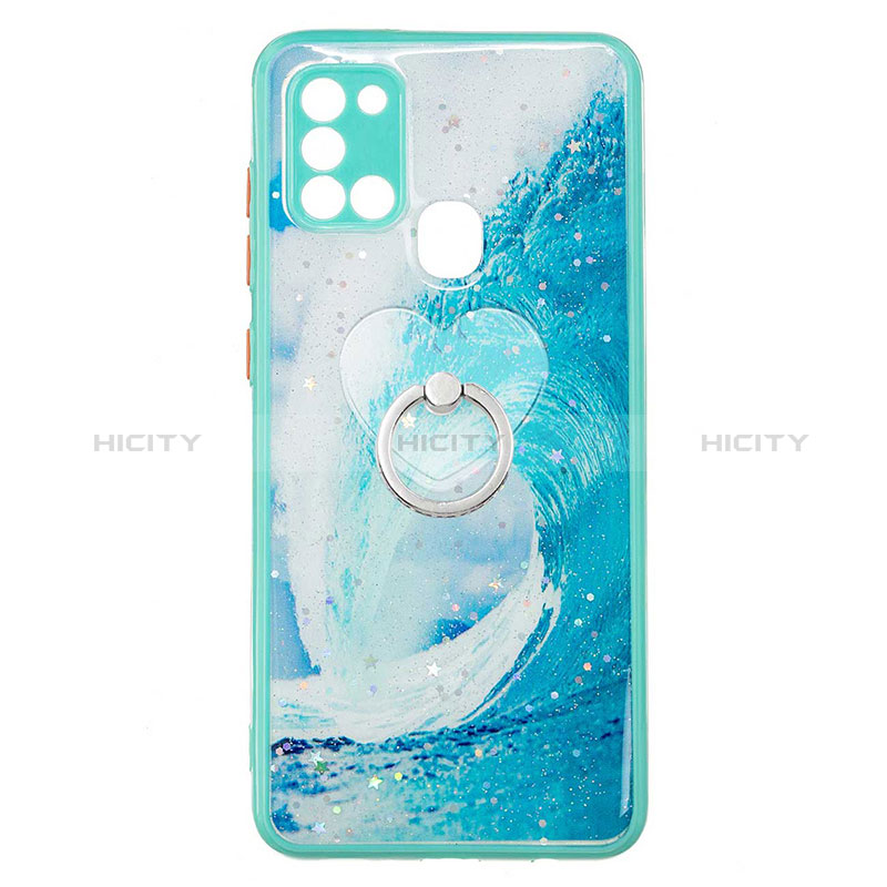 Custodia Silicone Gel Morbida Fantasia Modello Cover con Anello Supporto Y01X per Samsung Galaxy A21s