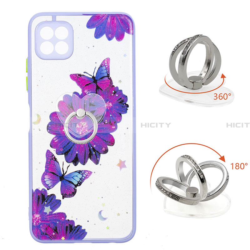 Custodia Silicone Gel Morbida Fantasia Modello Cover con Anello Supporto Y01X per Samsung Galaxy A22 5G