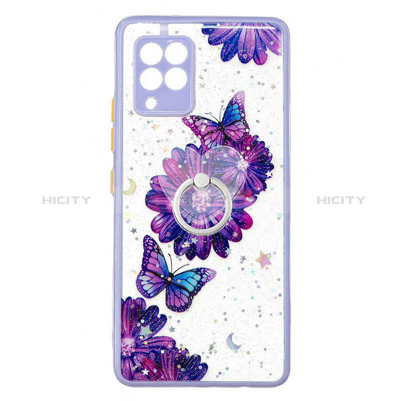 Custodia Silicone Gel Morbida Fantasia Modello Cover con Anello Supporto Y01X per Samsung Galaxy A42 5G Viola