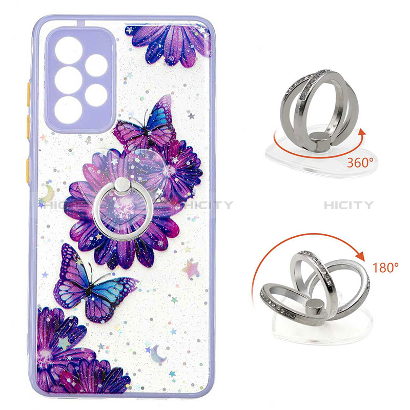 Custodia Silicone Gel Morbida Fantasia Modello Cover con Anello Supporto Y01X per Samsung Galaxy A52s 5G