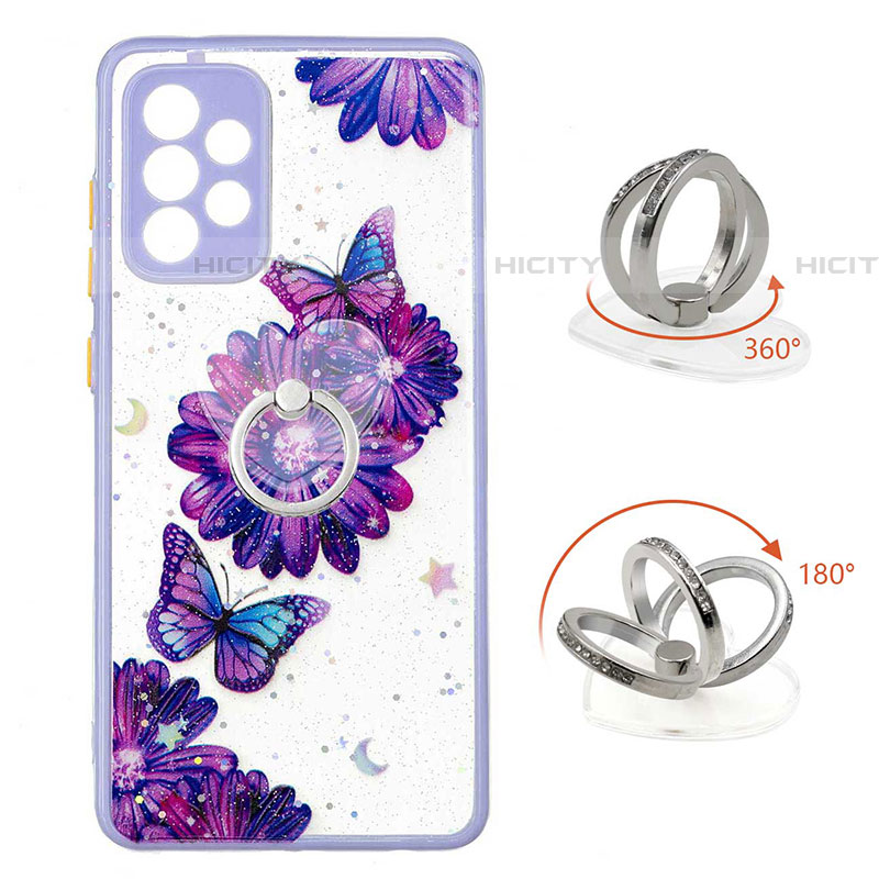 Custodia Silicone Gel Morbida Fantasia Modello Cover con Anello Supporto Y01X per Samsung Galaxy A72 5G