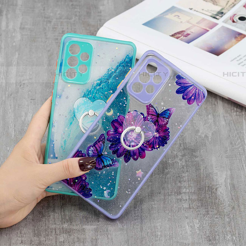 Custodia Silicone Gel Morbida Fantasia Modello Cover con Anello Supporto Y01X per Samsung Galaxy A72 5G