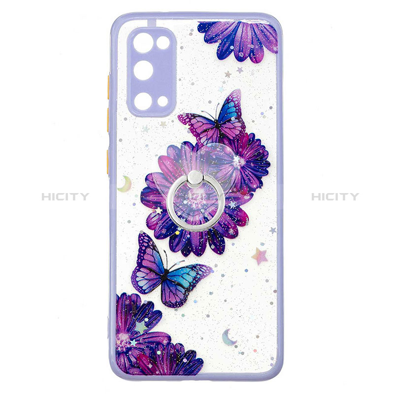 Custodia Silicone Gel Morbida Fantasia Modello Cover con Anello Supporto Y01X per Samsung Galaxy S20 5G Viola