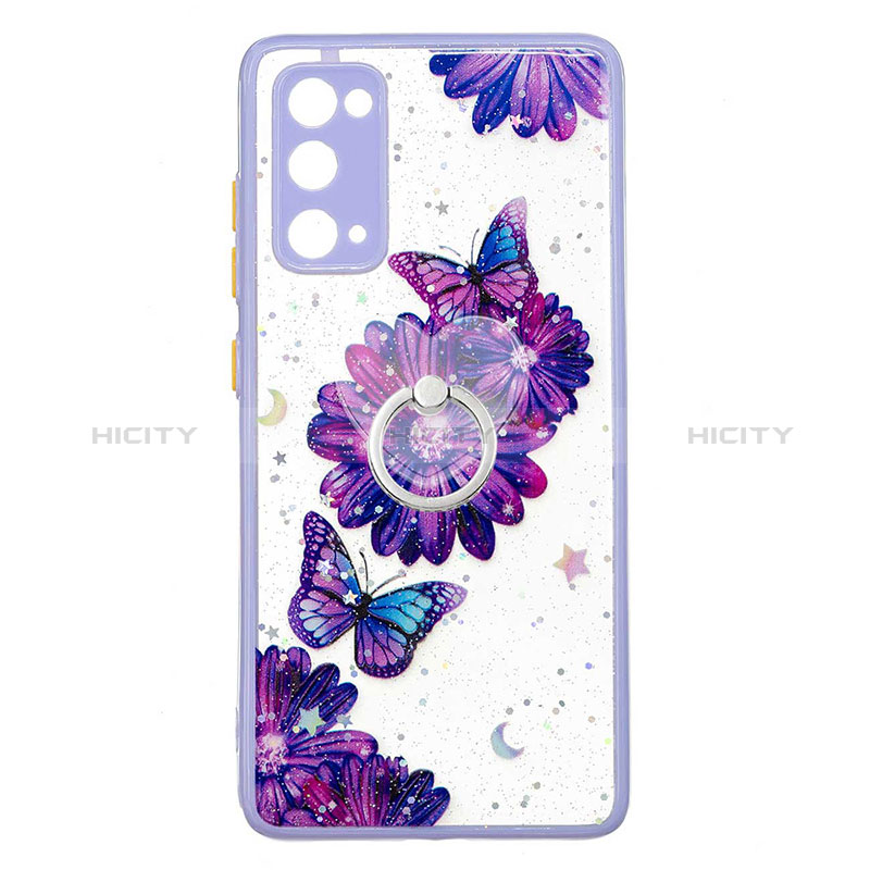 Custodia Silicone Gel Morbida Fantasia Modello Cover con Anello Supporto Y01X per Samsung Galaxy S20 FE 5G Viola