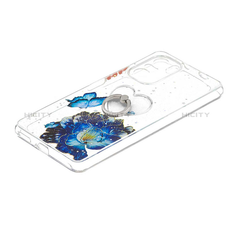 Custodia Silicone Gel Morbida Fantasia Modello Cover con Anello Supporto Y01X per Xiaomi Mi 11X 5G Blu