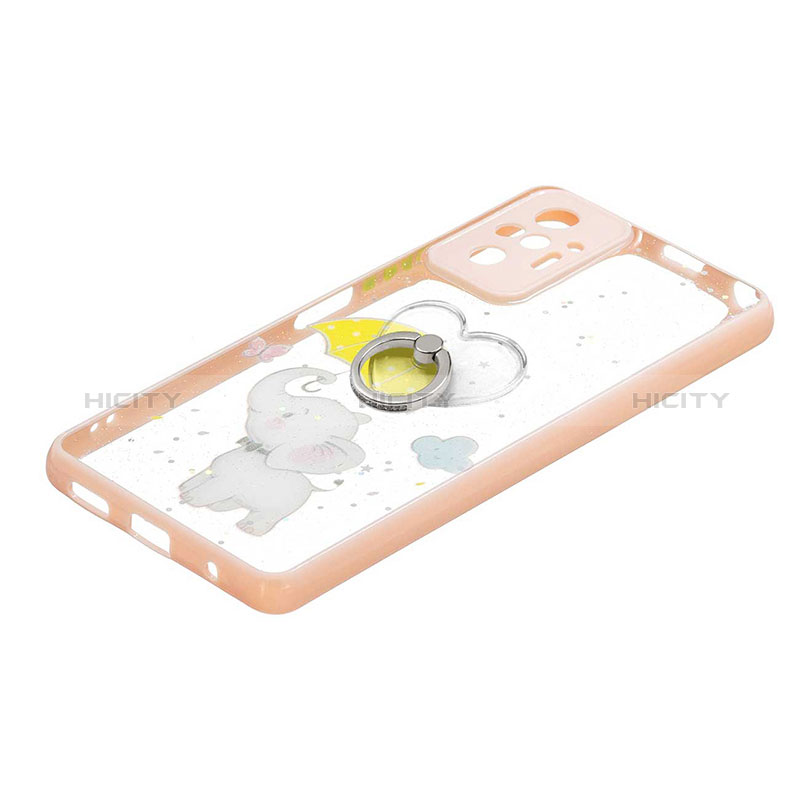 Custodia Silicone Gel Morbida Fantasia Modello Cover con Anello Supporto Y01X per Xiaomi Redmi Note 10 Pro Max Giallo