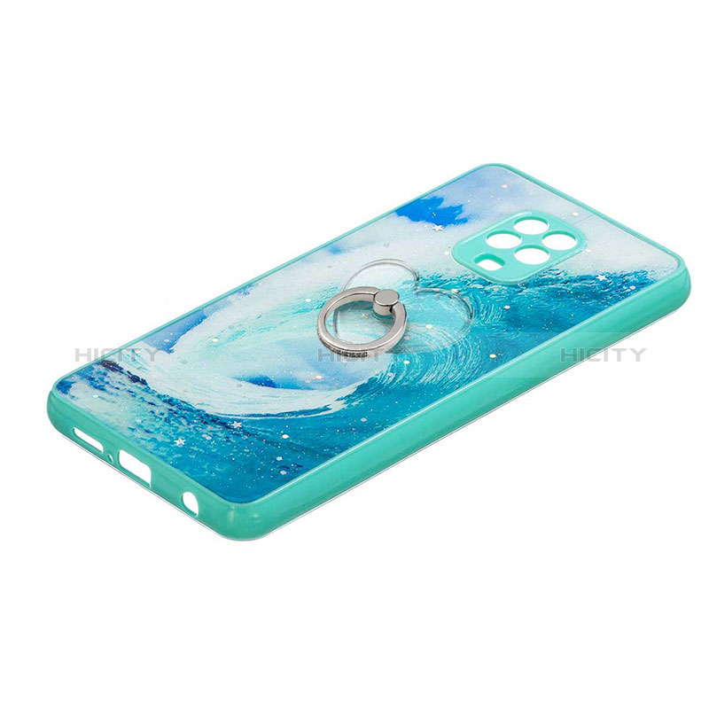 Custodia Silicone Gel Morbida Fantasia Modello Cover con Anello Supporto Y01X per Xiaomi Redmi Note 9 Pro Max Verde