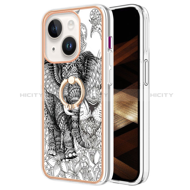 Custodia Silicone Gel Morbida Fantasia Modello Cover con Anello Supporto Y02B per Apple iPhone 14