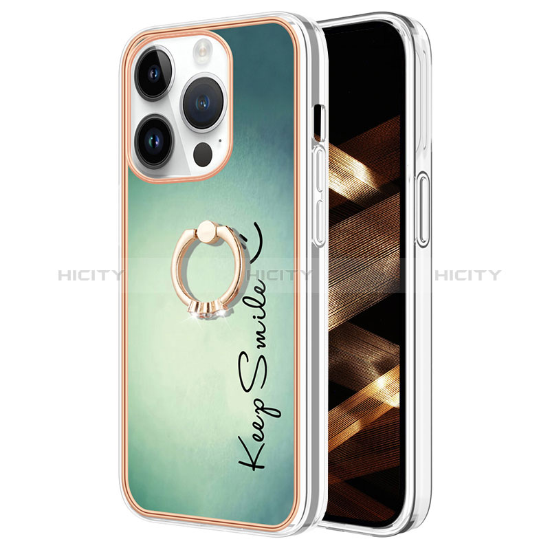 Custodia Silicone Gel Morbida Fantasia Modello Cover con Anello Supporto Y02B per Apple iPhone 15 Pro