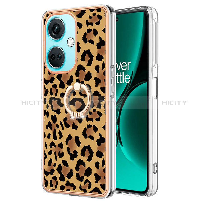 Custodia Silicone Gel Morbida Fantasia Modello Cover con Anello Supporto Y02B per OnePlus Nord CE 3 Lite 5G Marrone