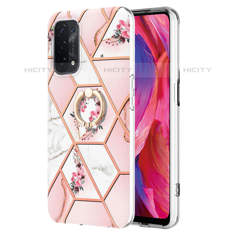 Custodia Silicone Gel Morbida Fantasia Modello Cover con Anello Supporto Y02B per OnePlus Nord N200 5G Rosa