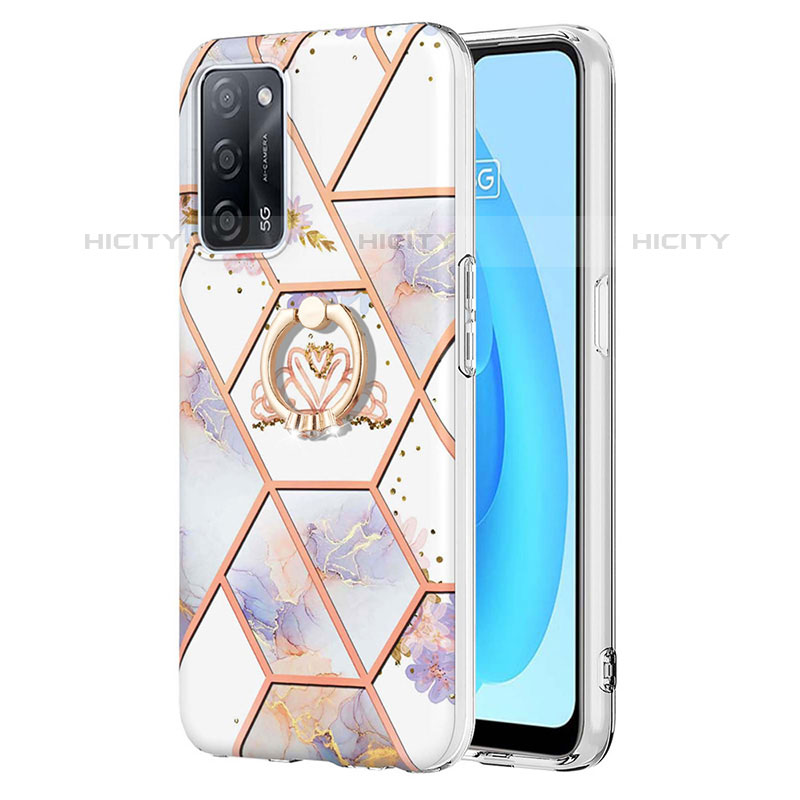 Custodia Silicone Gel Morbida Fantasia Modello Cover con Anello Supporto Y02B per Oppo A53s 5G