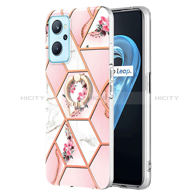 Custodia Silicone Gel Morbida Fantasia Modello Cover con Anello Supporto Y02B per Oppo A96 4G Rosa