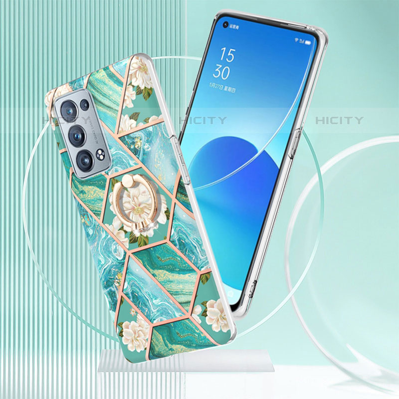 Custodia Silicone Gel Morbida Fantasia Modello Cover con Anello Supporto Y02B per Oppo Reno6 Pro 5G