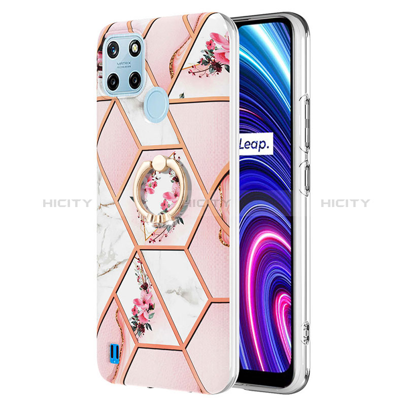 Custodia Silicone Gel Morbida Fantasia Modello Cover con Anello Supporto Y02B per Realme C25Y India