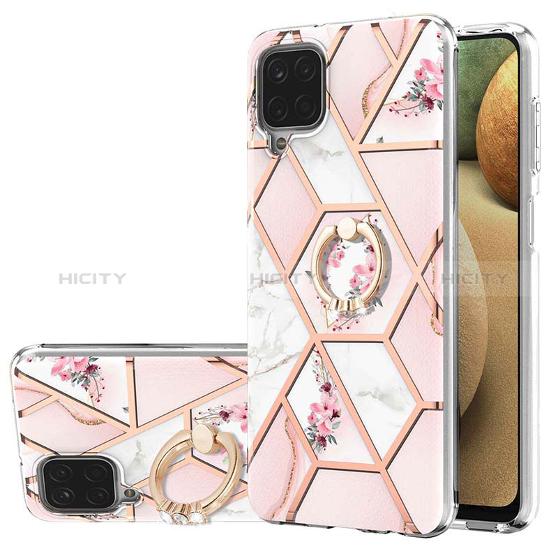 Custodia Silicone Gel Morbida Fantasia Modello Cover con Anello Supporto Y02B per Samsung Galaxy M12 Rosa