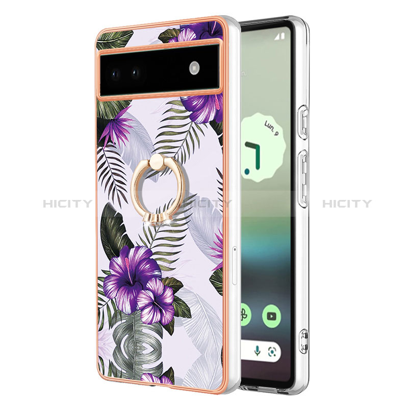 Custodia Silicone Gel Morbida Fantasia Modello Cover con Anello Supporto Y03B per Google Pixel 6a 5G