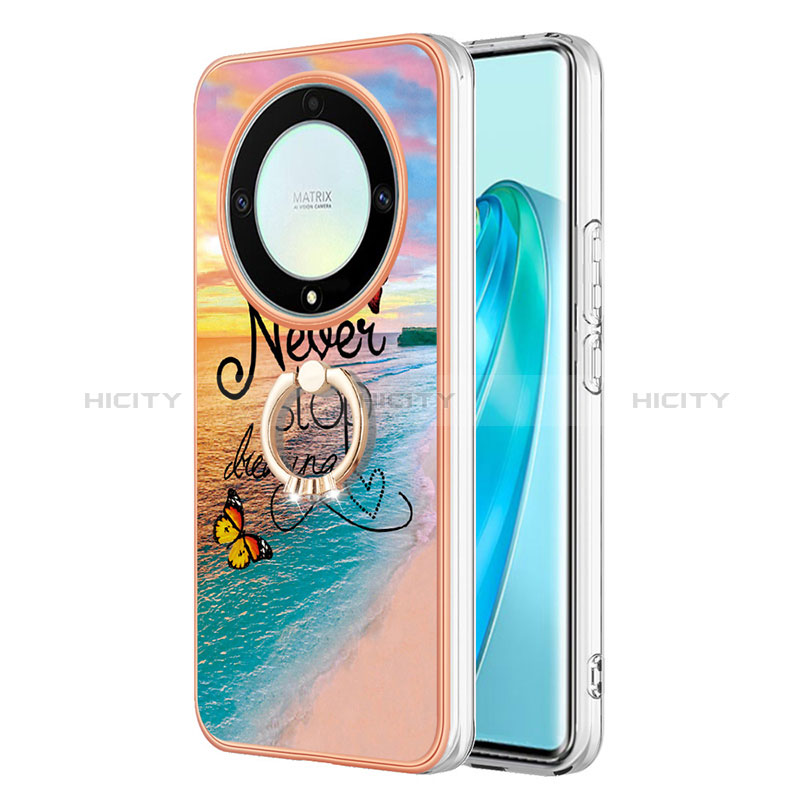 Custodia Silicone Gel Morbida Fantasia Modello Cover con Anello Supporto Y03B per Huawei Honor Magic5 Lite 5G Multicolore