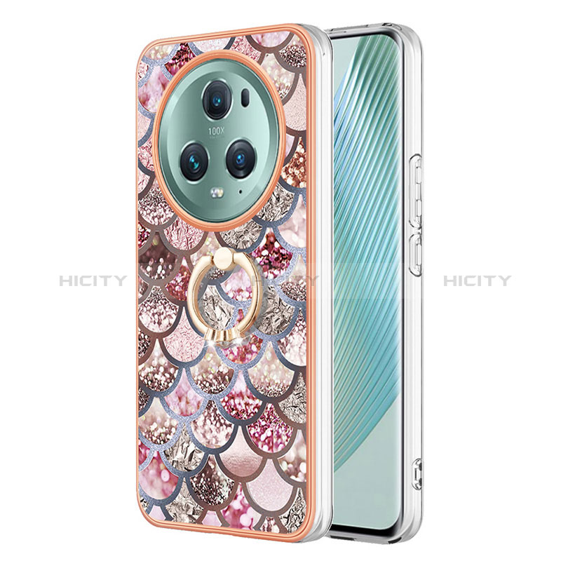 Custodia Silicone Gel Morbida Fantasia Modello Cover con Anello Supporto Y03B per Huawei Honor Magic5 Pro 5G