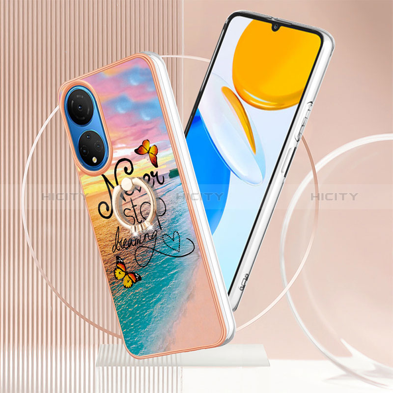 Custodia Silicone Gel Morbida Fantasia Modello Cover con Anello Supporto Y03B per Huawei Honor X7