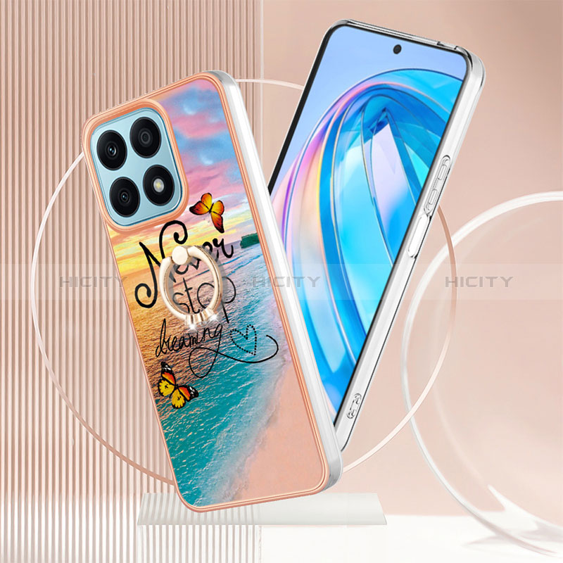 Custodia Silicone Gel Morbida Fantasia Modello Cover con Anello Supporto Y03B per Huawei Honor X8a 4G