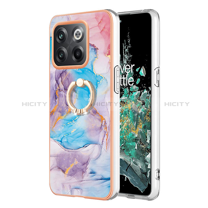 Custodia Silicone Gel Morbida Fantasia Modello Cover con Anello Supporto Y03B per OnePlus Ace Pro 5G Blu