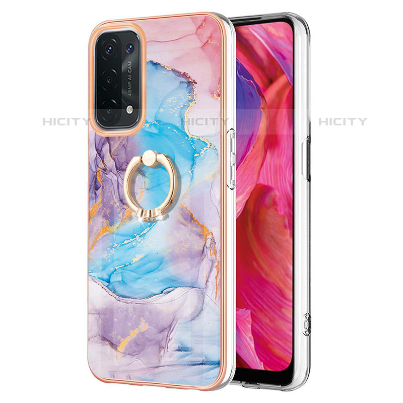 Custodia Silicone Gel Morbida Fantasia Modello Cover con Anello Supporto Y03B per OnePlus Nord N200 5G Blu