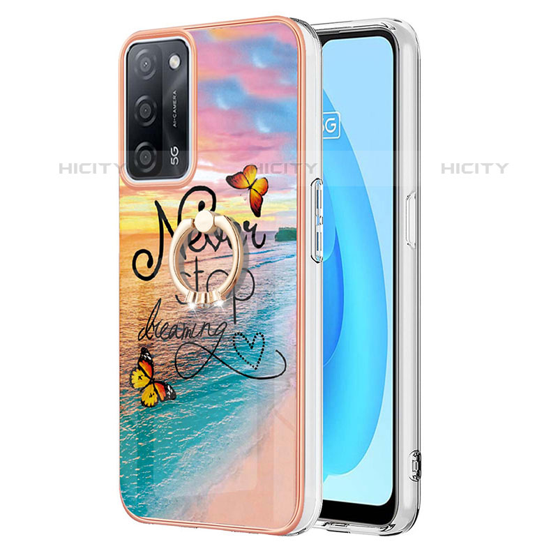 Custodia Silicone Gel Morbida Fantasia Modello Cover con Anello Supporto Y03B per Oppo A53s 5G Multicolore