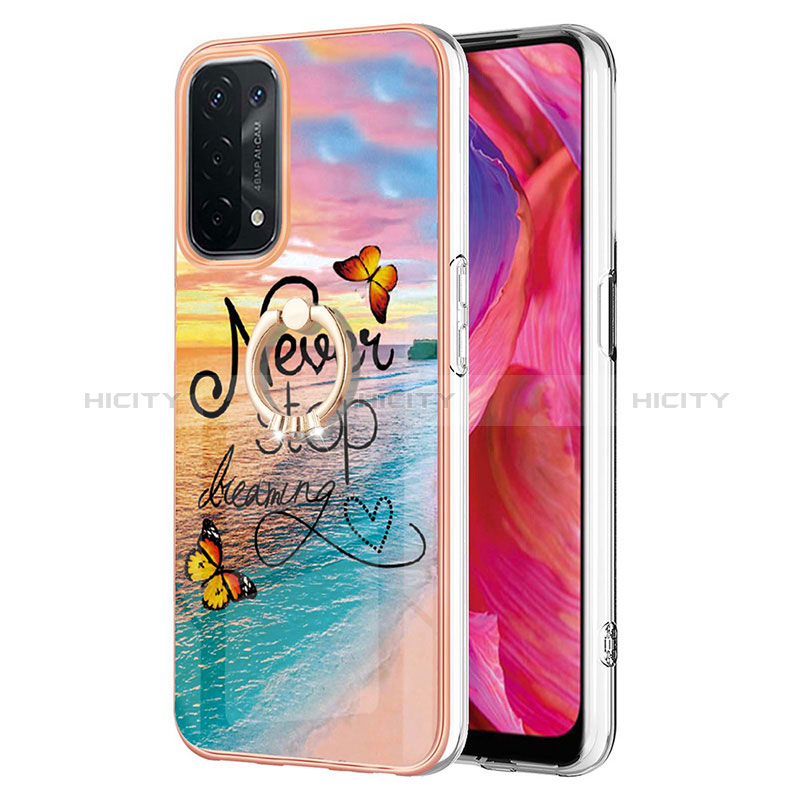 Custodia Silicone Gel Morbida Fantasia Modello Cover con Anello Supporto Y03B per Oppo A74 5G