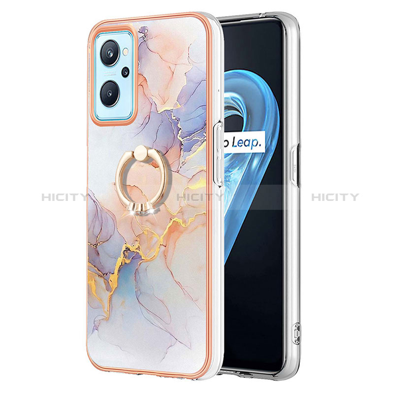 Custodia Silicone Gel Morbida Fantasia Modello Cover con Anello Supporto Y03B per Oppo A96 4G Lavanda