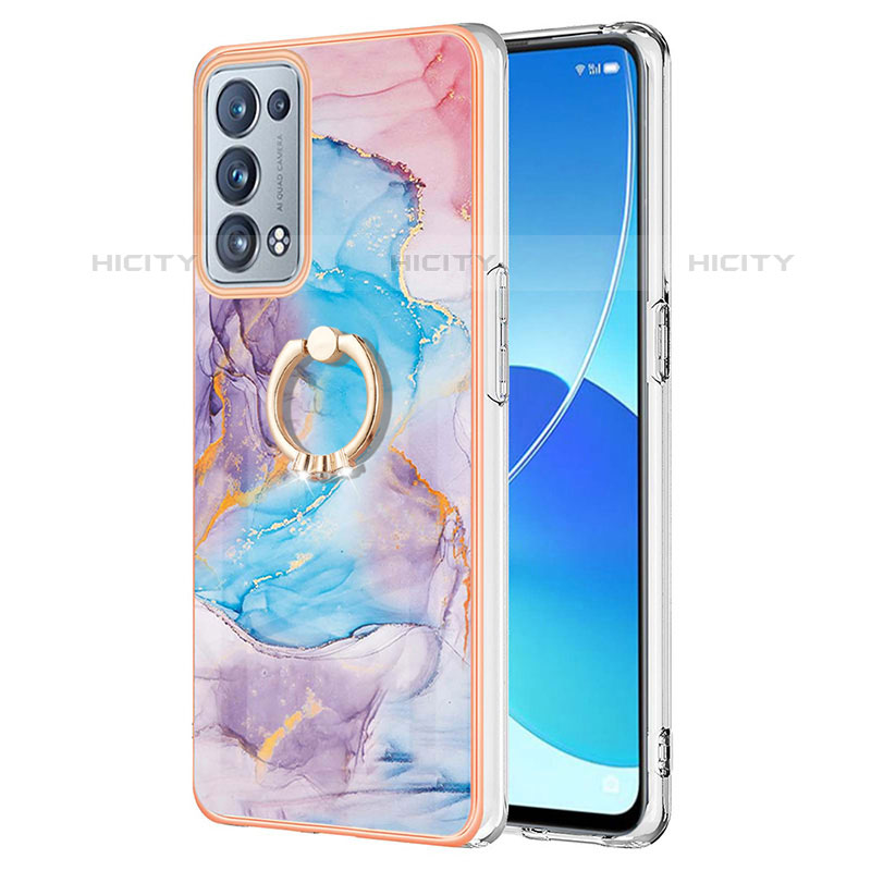 Custodia Silicone Gel Morbida Fantasia Modello Cover con Anello Supporto Y03B per Oppo Reno6 Pro 5G