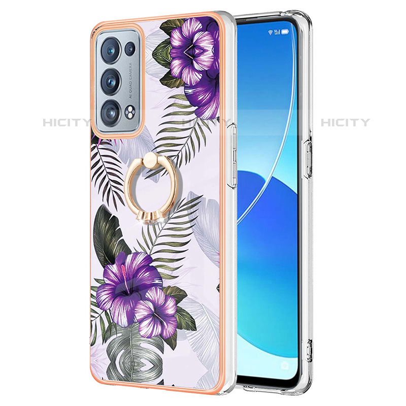 Custodia Silicone Gel Morbida Fantasia Modello Cover con Anello Supporto Y03B per Oppo Reno6 Pro 5G