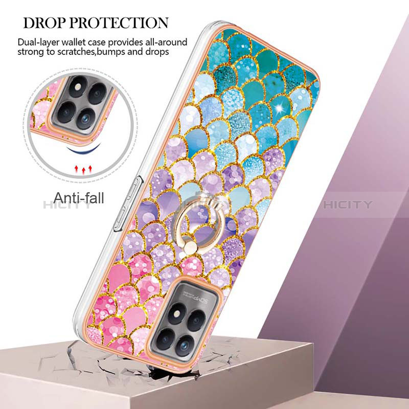 Custodia Silicone Gel Morbida Fantasia Modello Cover con Anello Supporto Y03B per Realme 8i