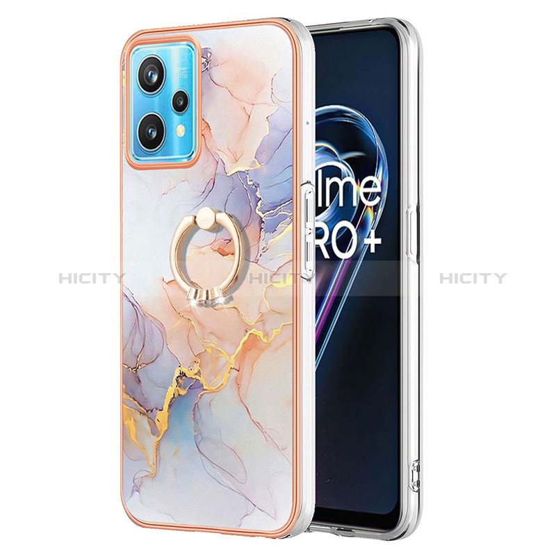 Custodia Silicone Gel Morbida Fantasia Modello Cover con Anello Supporto Y03B per Realme 9 Pro 5G Lavanda