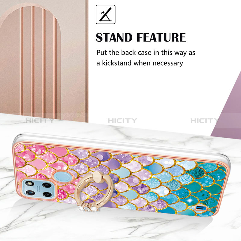 Custodia Silicone Gel Morbida Fantasia Modello Cover con Anello Supporto Y03B per Realme C21Y