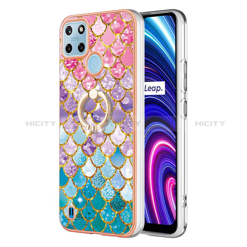 Custodia Silicone Gel Morbida Fantasia Modello Cover con Anello Supporto Y03B per Realme C21Y