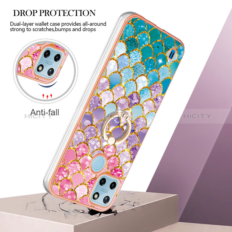 Custodia Silicone Gel Morbida Fantasia Modello Cover con Anello Supporto Y03B per Realme C25Y