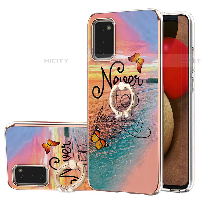 Custodia Silicone Gel Morbida Fantasia Modello Cover con Anello Supporto Y03B per Samsung Galaxy A03s Multicolore