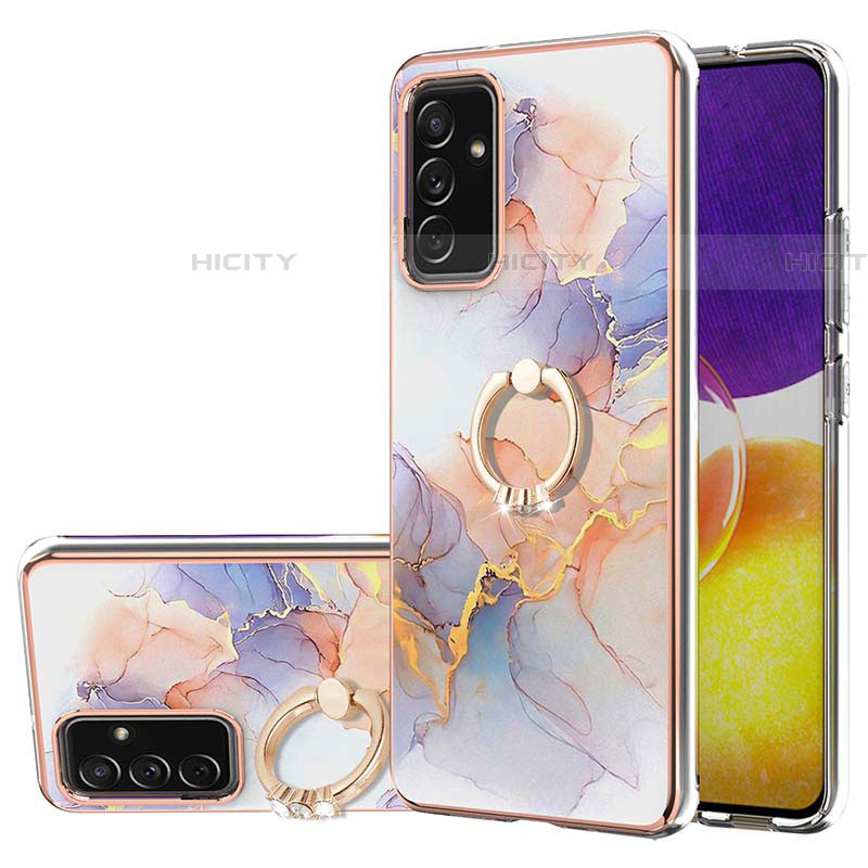 Custodia Silicone Gel Morbida Fantasia Modello Cover con Anello Supporto Y03B per Samsung Galaxy A05s Lavanda