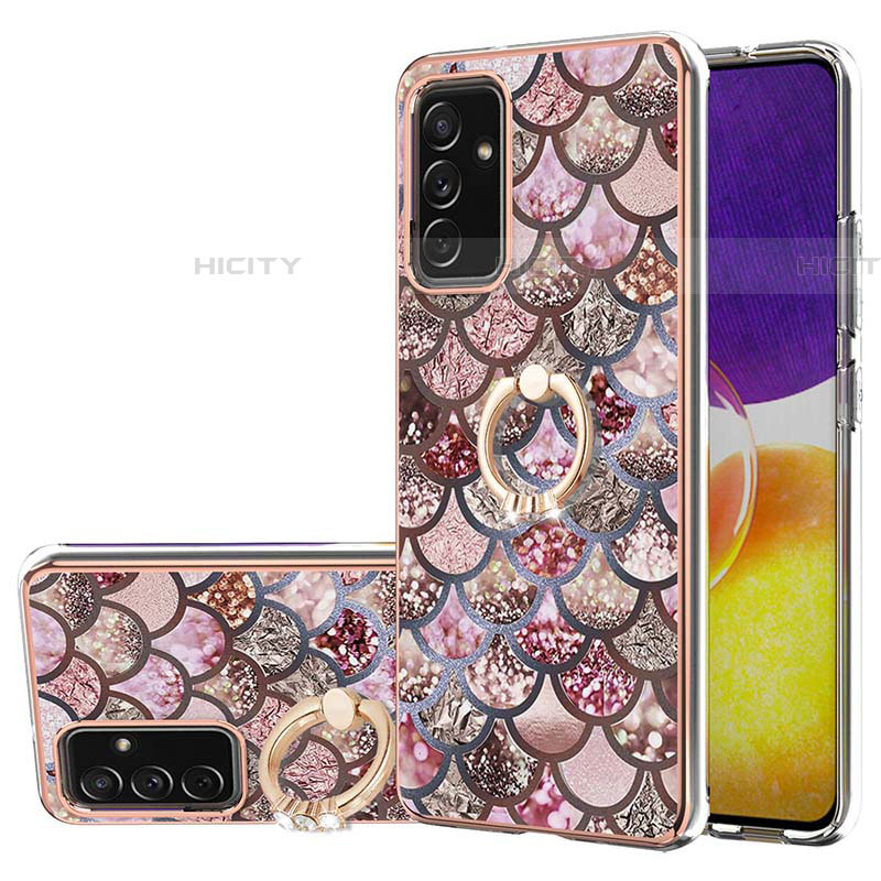 Custodia Silicone Gel Morbida Fantasia Modello Cover con Anello Supporto Y03B per Samsung Galaxy A05s Marrone