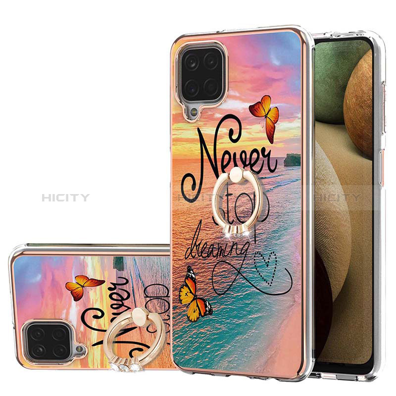 Custodia Silicone Gel Morbida Fantasia Modello Cover con Anello Supporto Y03B per Samsung Galaxy A12 Multicolore