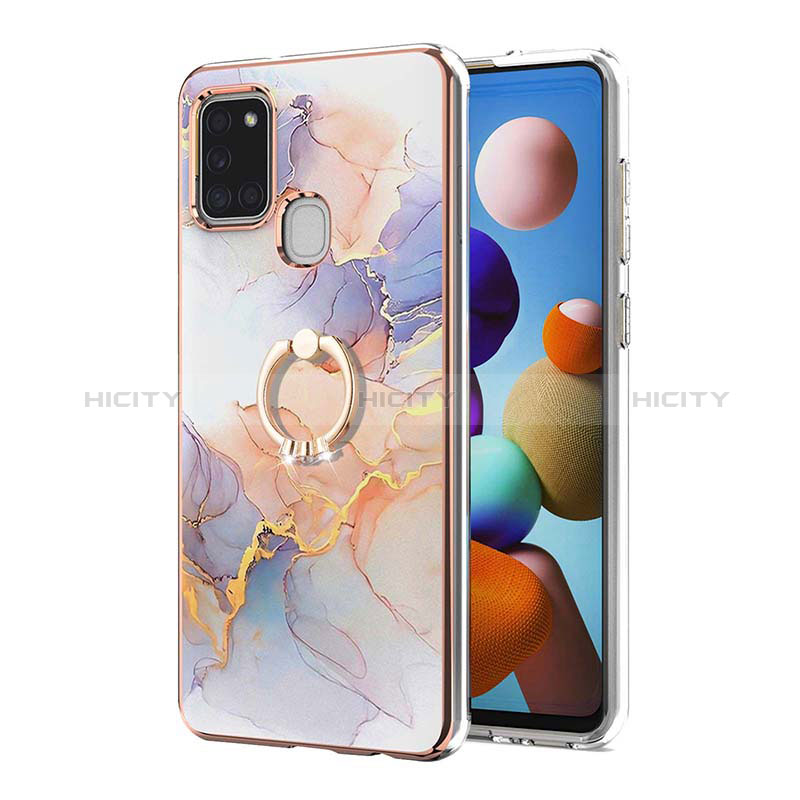 Custodia Silicone Gel Morbida Fantasia Modello Cover con Anello Supporto Y03B per Samsung Galaxy A21s